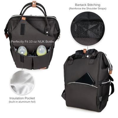 Teknum Reversible Look at Me Stroller w / t Diaper Bag & Hooks & Changing Pad - Black